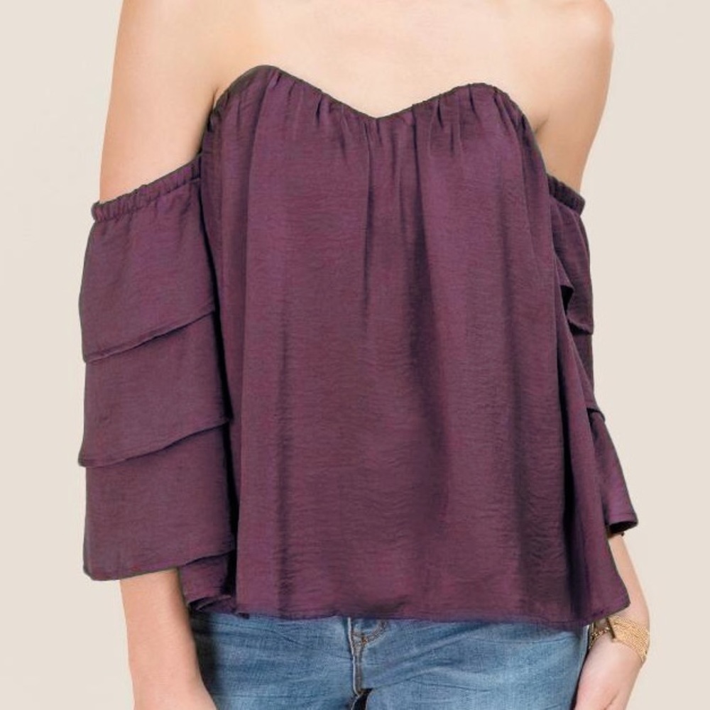 NWT Francescas Sleeve Off The Shoulder Bustier Top